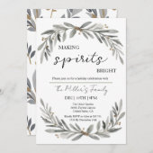 Fiesta Navidad Soft Pastel Wreath and Leaves 招待状 (正面/裏面)