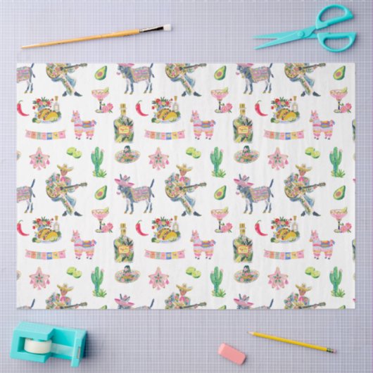Fiesta Party Wrap | Taco Margarita Pattern 薄葉紙 (クラフト)