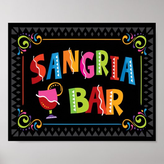 Fiesta SANGRIA BAR Party Sign Print ポスター (正面)