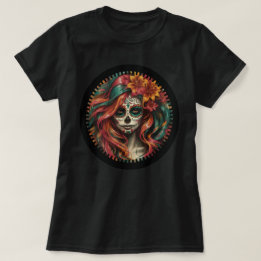 Fiesta Skull Women's Tee - Orange & Teal Tシャツ