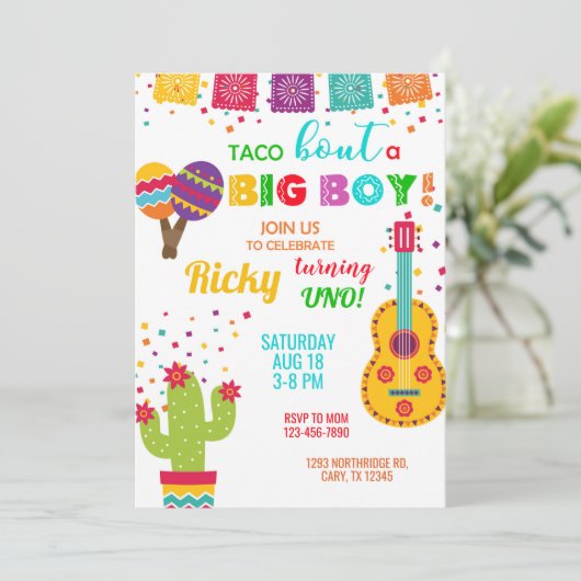 Fiesta taco bout a big boy birthday invitation. 招待状 (スタンド正面)
