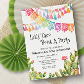 Fiesta Taco Bout Cactus Birthday Invitation 招待状