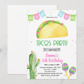 Fiesta tacos girl theme invitation  招待状 (正面/裏面)