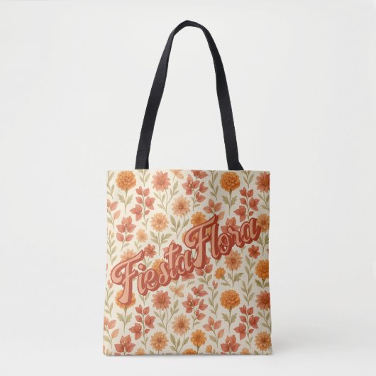 FiestaFlora – Mexican Boho Floral Tote Bag トートバッグ (正面)
