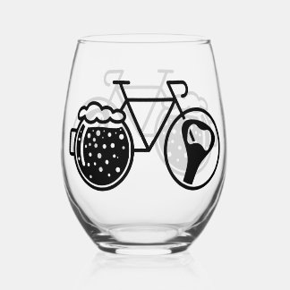 Fiets met bierglas. Flesopener icoon ステムなしワイングラス