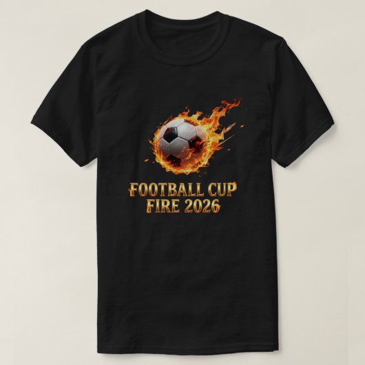 FIFAワールドカップ 2026 炎のサッカーボール Tシャツ (デザイン正面)