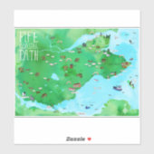 Fife Coastal Path Scotland Water Color Map Art シール (シート)