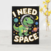 Fife Life I Need Space T-rex Astronaut Outterspace カード (黄色い花)
