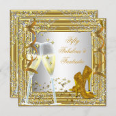 Fifitty 50とファンタスティックな素晴らしい金ゴールドシルバー 招待状 (正面/裏面)