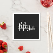 Fifitty & FABULOUSブラック&ホワイト50th Birthday Party スタンダードカクテルナプキン (インサイチュ)