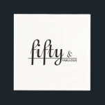 Fifitty & FABULOUSホワイト&ブラック50th Birthday Party スタンダードカクテルナプキン<br><div class="desc">この50歳の誕生日デザイン「50 & FABULOUS」で特別な人を驚かせる。黒いスクリプトタイポグラフィでクラシックホワイトで制作。このデザインスイートは、すべての誕生日の集まりをドレスアップする；ほとんどのフォーマル大事な行事に最適だが、控えめな…もっと身なりを整えた事件に相応しい独自のパーティー詳細でパーソナライズこのデザインは簡単に編集…必要に応じて、[編集]メニューを使用して文字の色と背景色を変もし更する。追加の色が利用可能。コーディネートパーティーとギフトアイテムをミックスしてマッチでき、素晴らしい50th誕生日パーティーお祝い!</div>