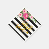 Fifitty & Fabuous Napkin – ブラック/ホワイトストライプ スタンダードカクテルナプキン (角)