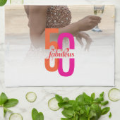 Fifiture & Fabuous 50th誕生日写真 キッチンタオル (折り畳み)