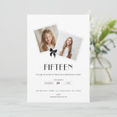 Fifteen black ribbon 15th birthday teens 招待状 (スタンド正面)