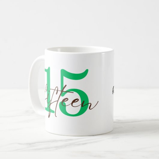 Fifteenth Year 15 Anniversary Personalization コーヒーマグカップ (正面左)