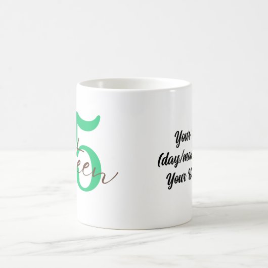 Fifteenth Year 15 Anniversary Personalization コーヒーマグカップ (中央)