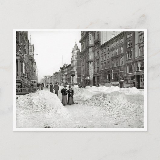 Fifth Ave., Snow Storm，ニューヨーク市1906ヴィンテージ ポストカード (正面)