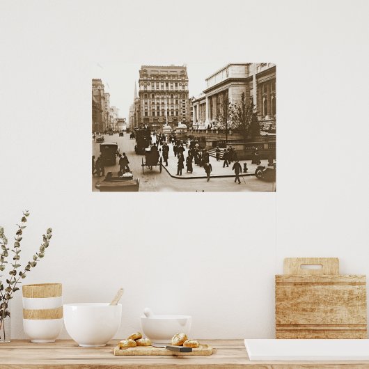 Fifth Avenue & New York City Public Library 1908 ポスター (キッチン)