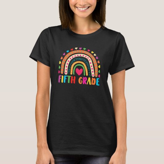 Fifth Grade 5th Grade Rainbow Teachers Kids Back t Tシャツ (正面)