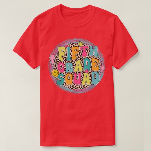 Fifth Grade Squad Back To School Leopard Boys Girl Tシャツ (デザイン正面)