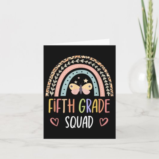 Fifth Grade Squad Boho Rainbow Back To School Teac カード (正面)