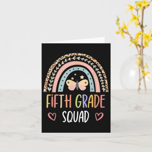 Fifth Grade Squad Boho Rainbow Back To School Teac カード (黄色い花)