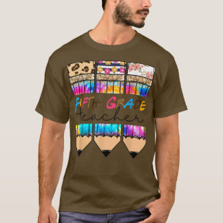 Fifth Grade Teacher Leopard Tie Dye Pencil Back To Tシャツ