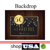 Fiftyと素晴らしい：ストリングライト誕生日 吊り下げ型タペストリー