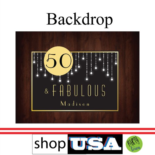 Fiftyと素晴らしい：ストリングライト誕生日 吊り下げ型タペストリー