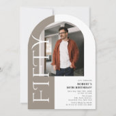 FIFTY ミニマル Arch Photo 50誕生日 招待状 (正面)