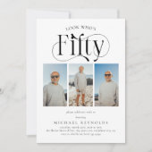 FIFTY 3エレガント photo collage 50誕生日 招待状 (正面)