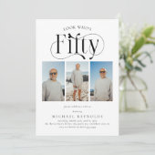 FIFTY 3エレガント photo collage 50誕生日 招待状 (スタンド正面)