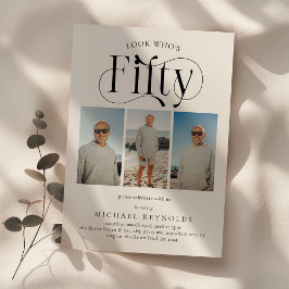 FIFTY 3エレガント photo collage 50誕生日 招待状