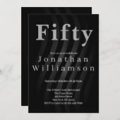 Fifty | 50th Birthday Party Black 招待状 (正面/裏面)