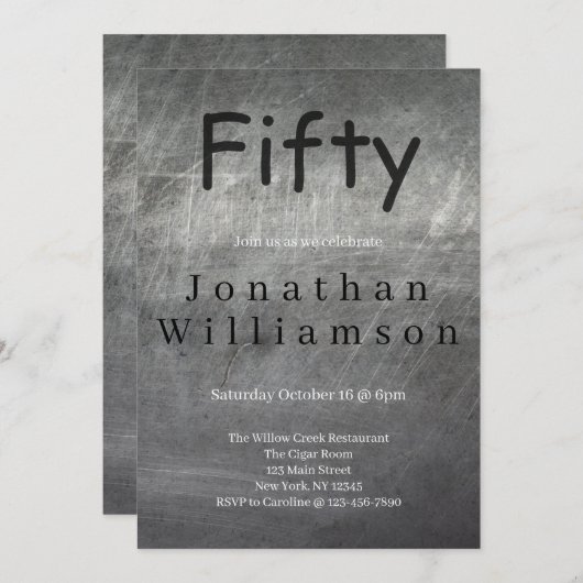 Fifty | 50th Birthday Party For Him 招待状 (正面/裏面)