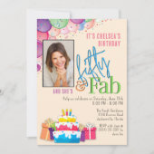 Fifty and Fab カラフル Birthday Partyへの招待 招待状 (正面)