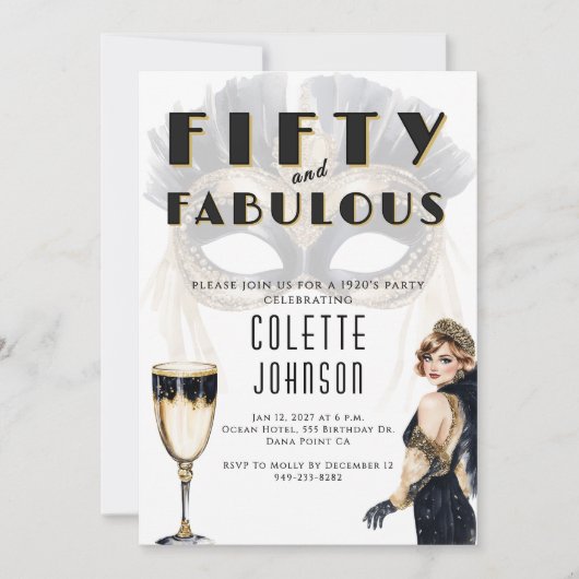 Fifty and Fabulous 1920s 招待状 (正面)