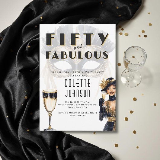 Fifty and Fabulous 1920s Birthday 招待状