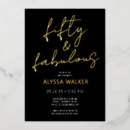 Fifty and Fabulous 50th Birthday 箔招待状