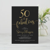 Fifty and Fabulous 50th Birthday Black Gold 招待状 (スタンド正面)
