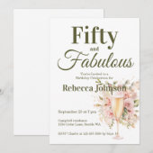 Fifty and Fabulous 50th Birthday Party 招待状 (正面/裏面)