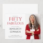 Fifty and Fabulous 50th Birthday Party 招待状 (正面/裏面)