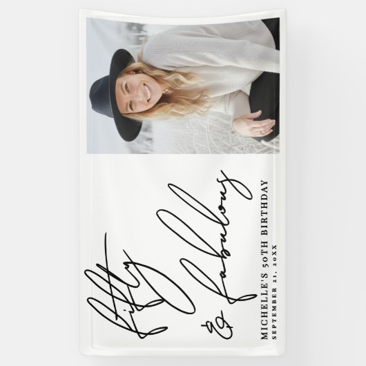 Fifty And Fabulous 50th Birthday Party 横断幕 (縦)