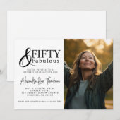 Fifty And Fabulous 50th Birthday Photo Party 招待状 (正面/裏面)