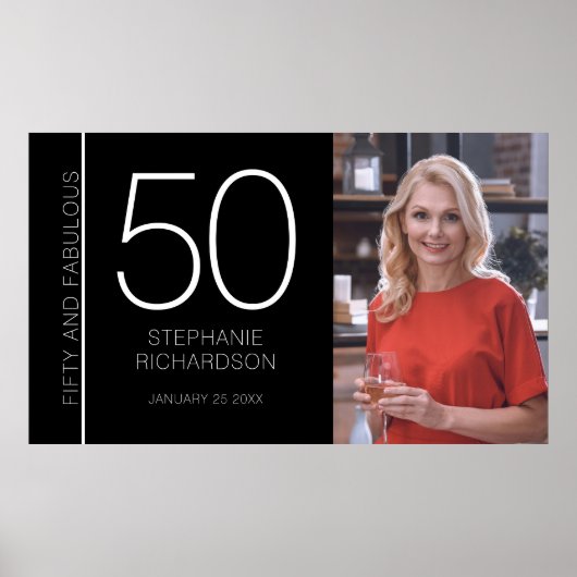 Fifty and Fabulous 50th Birthday Photo Poster ポスター (正面)