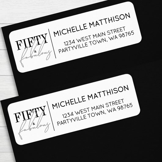 Fifty And Fabulous 50th Birthday Return Address ラベル