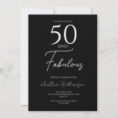 Fifty and Fabulous Black 50th Birthday Party  招待状 (正面)
