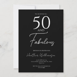 Fifty and Fabulous Black 50th Birthday Party  招待状