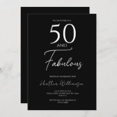 Fifty and Fabulous Black 50th Birthday Party 招待状 (正面/裏面)