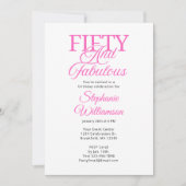Fifty and Fabulous Black and Pink Script 招待状 (正面)